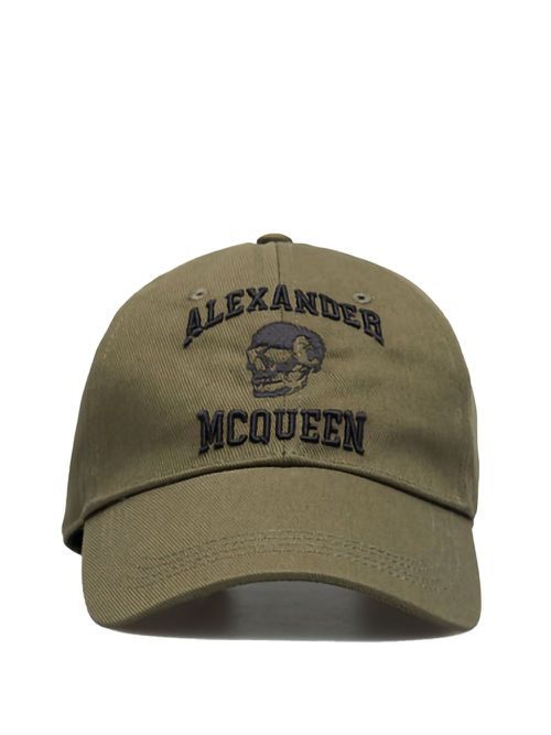 Embroidered-skull baseball cap - Green