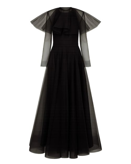 Textured Organza Long Full Circle Dress