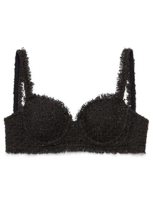 Bustier tweed cropped top - Black