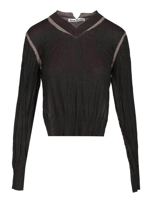 Crumpled V-Neck Sweater