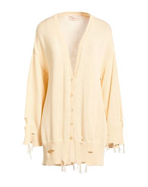 Woman Cardigan Cream Size L Cotton