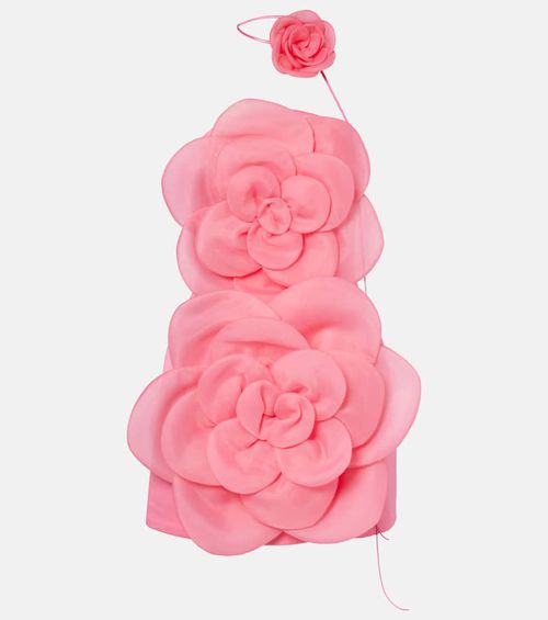 Floret floral-appliqué bustier dress