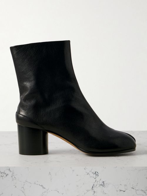 Tabi Split-toe Leather Ankle Boots - Black