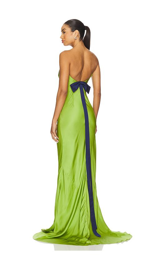 Alejandra Alonso Rojas Open Back Gown With Bow in Green. 6. Also