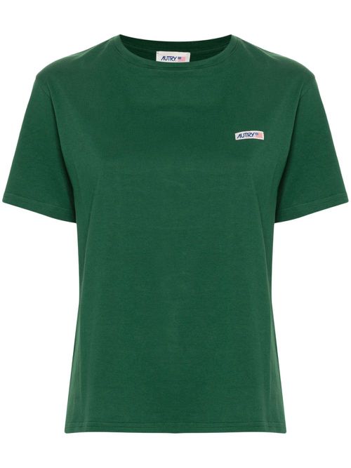 Logo-tag cotton T-shirt - Green