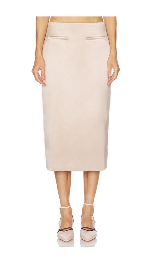 L'Academie by Marianna Yuli Midi Skirt in Pink. XL. Also in L, M, S
