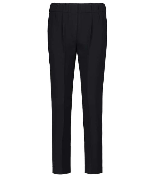 High-rise silk-blend pants