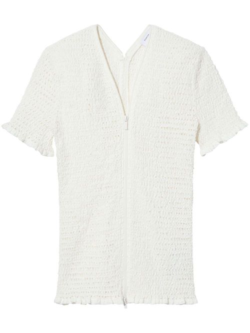 Crochet zip-front blouse