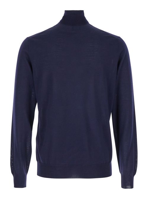 Virgin Wool Turtleneck — Navy