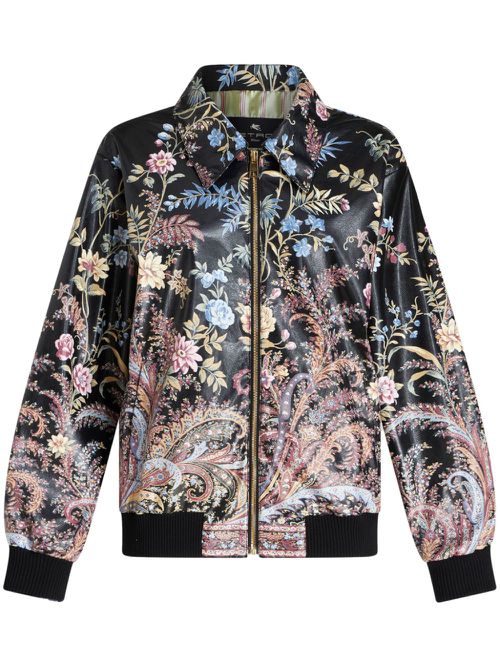 Floral-print bomber jacket - Black