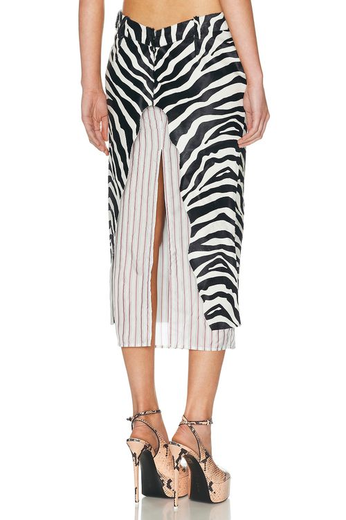 THE ATTICO Low Rise Midi Skirt in Black,White
