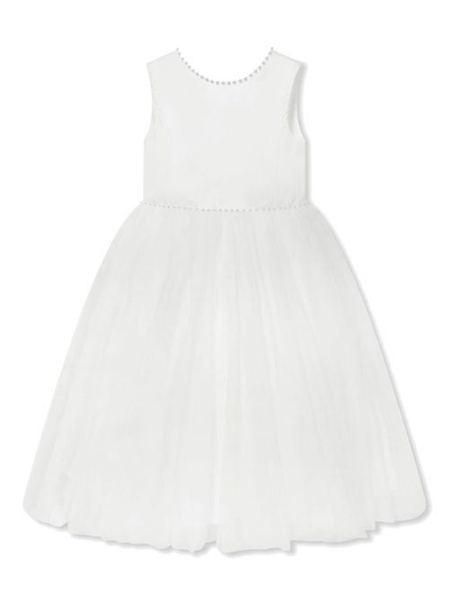 Faux-pearl embellished dress - White