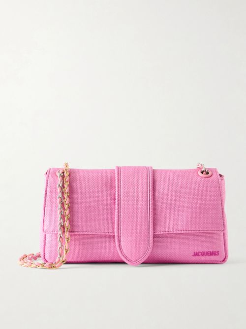Le Bambino Chaîne Raffia-effect Shoulder Bag - Pink