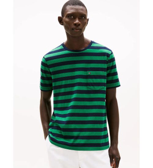 Tommy Hilfiger for man. MW0MW37283 T-shirt with green patch pocket (S), Casual, Cotton, Short sleeve