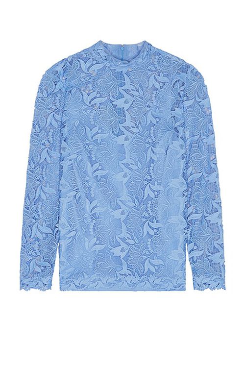 Carolina Herrera Mock Neck Top in Cornflower - Blue. 10 also in