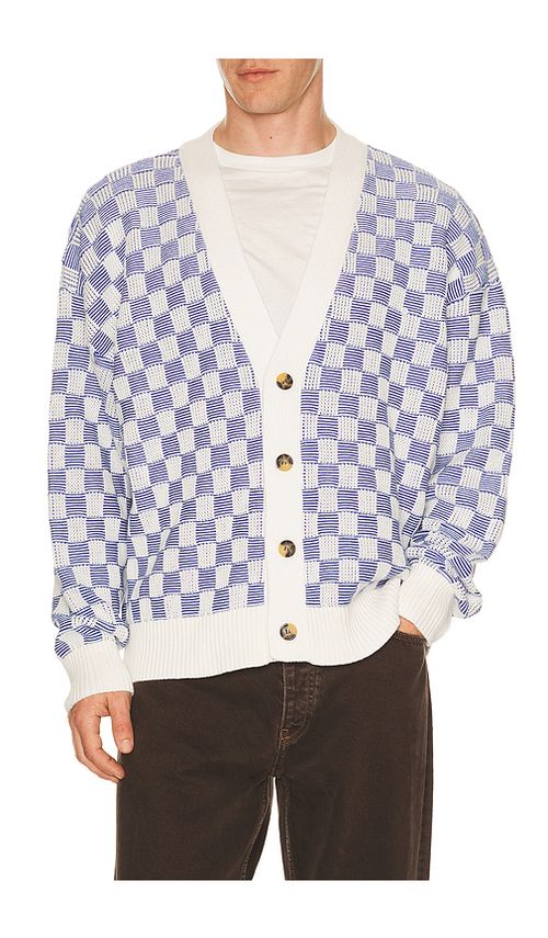 Tommy Jeans Relaxed Texture Cardigan in White,Blue. L. Also in M, S, XL/1X