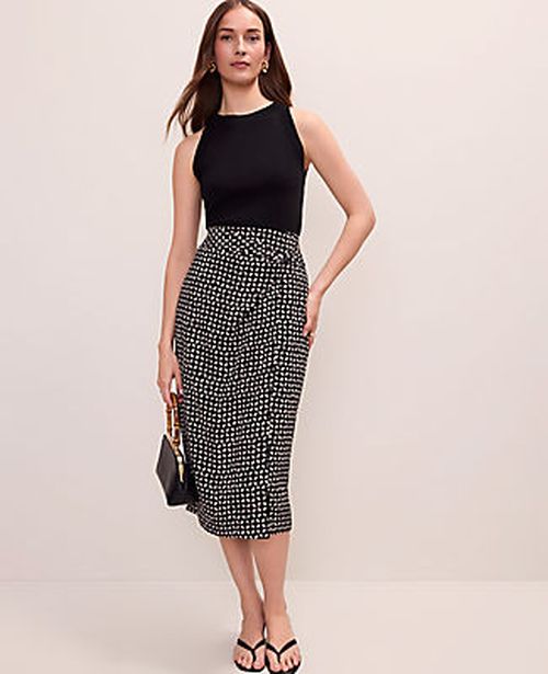 Ann Taylor Batik Wrap Midi Skirt