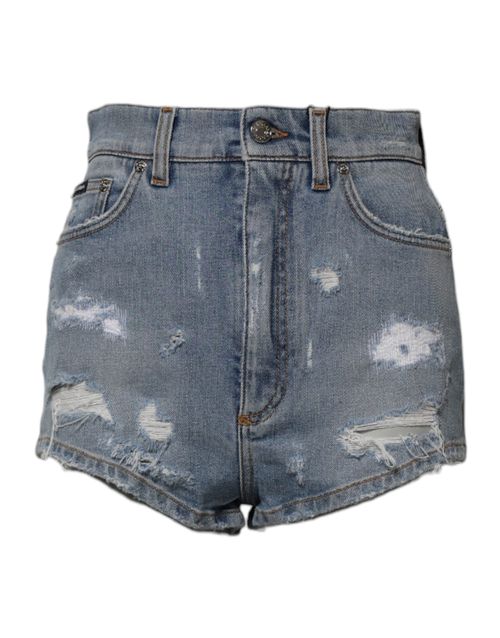 Distressed Denim Shorts — Blue