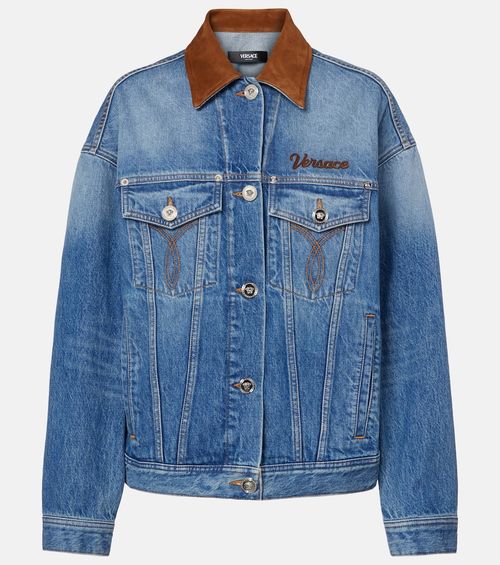 Trucker suede-trimmed denim jacket