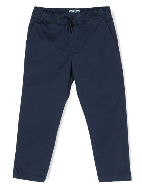 Logo-embroidered straight-leg trousers - Blue