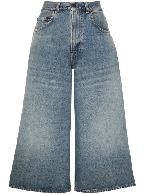 Knee-length denim shorts - Blue