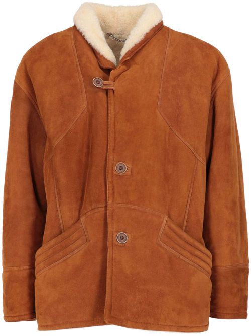 1980s pre-owned shearling-collar jacket - Orange