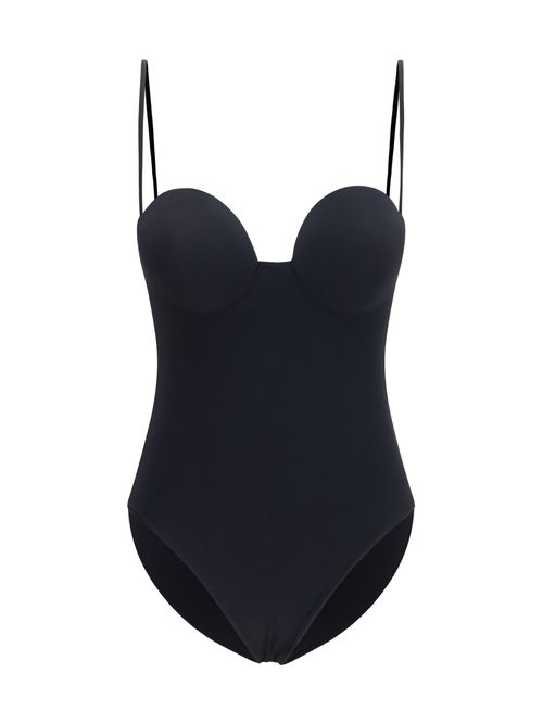 Retro Bustier One-Piece Swimsuit — Black