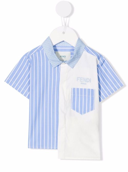 Fendi Kids stripe-print cotton shirt - White