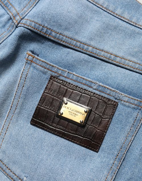 Distressed Cotton-Elastane Jeans — Blue