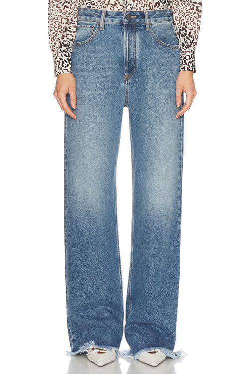Alessandra Rich Low Waist Baggy Wide Leg Jeans in Blue - Blue.  27 also in