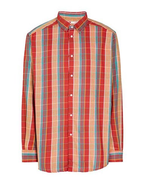 Cotton Striped Oversize Shirt Man Shirt Rust Size M Cotton