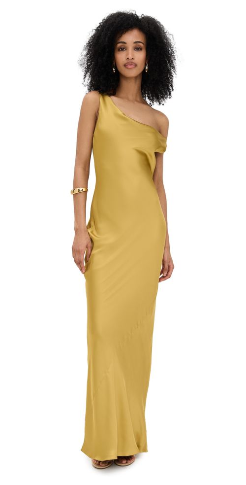 Norma Kamali Drop Shoulder Maria Gown Asparagus 
