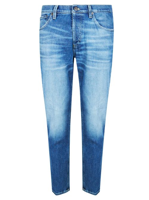 Jeans Brighton Five-pocket Carrot Fit, Low Waist. 11. 50 Oz Stretch Denim. Medium Wash with Patches.