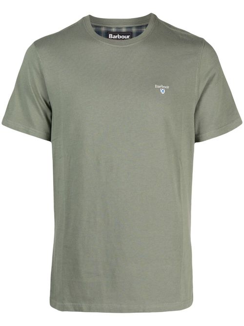 Embroidered-logo cotton T-shirt - Green