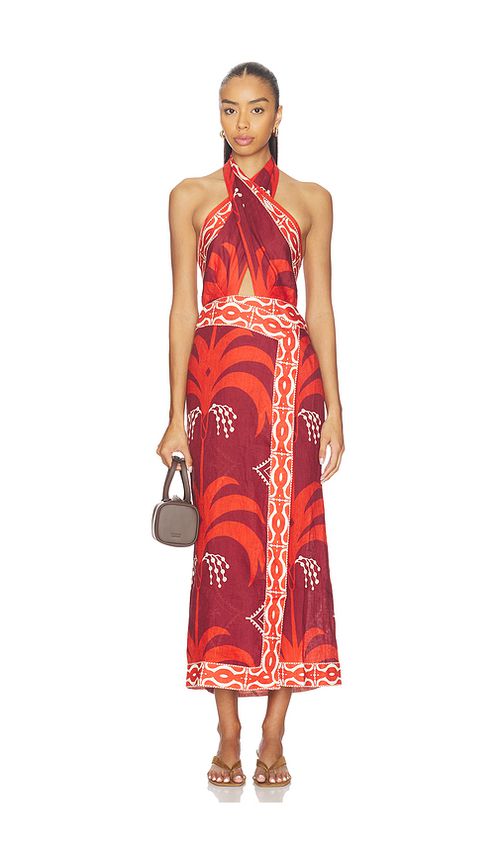 Johanna Ortiz Buen Viento Ankle Dress in Brick