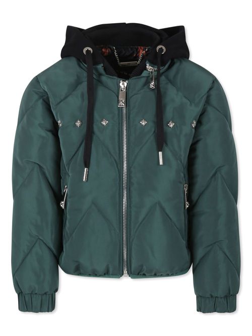 Stud-embellished puffer jacket - Green