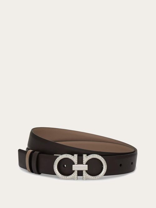 Women Knurled Gancini reversible and adjustable belt Brown