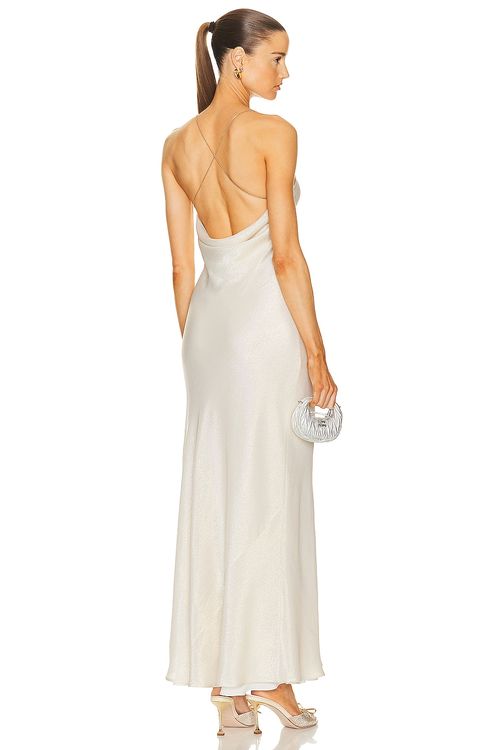Miu Miu Crepe Lame Dress in Ivory