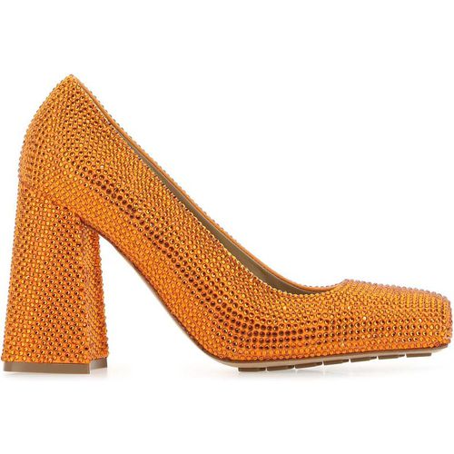 Bottega Veneta Orange Leather And Rhinestones Tower Pump