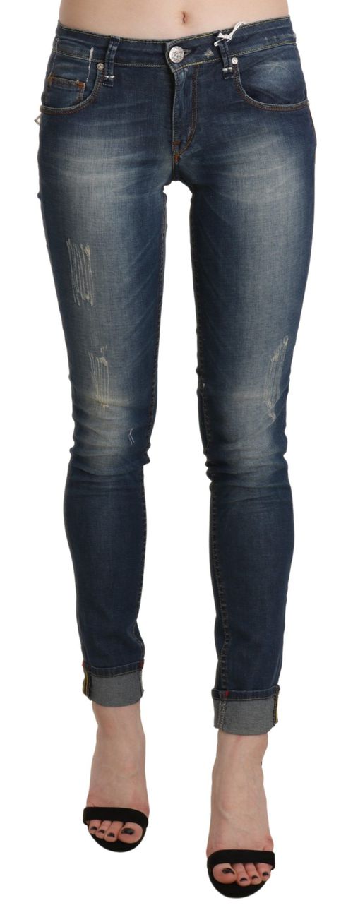Acht Blue Washed Low Waist Skinny Cropped Denim Women's Trouser