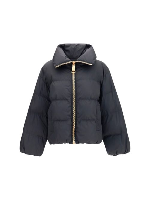 Quilted Padded High-Neck Down Jacket — Black