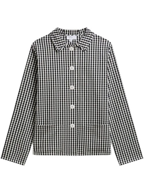 Gingham button-up shirt - Black