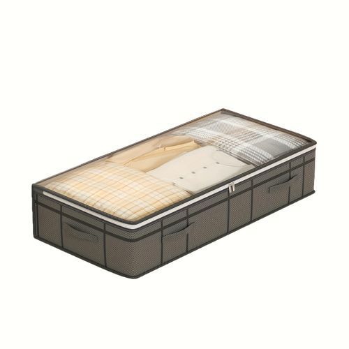 TEMU Of Under-bed Storage Bag, Transparent Top, Non-woven Fabric, Suitable For Clothing Storage, Large Capacity For Home Use., Under-bed Storage