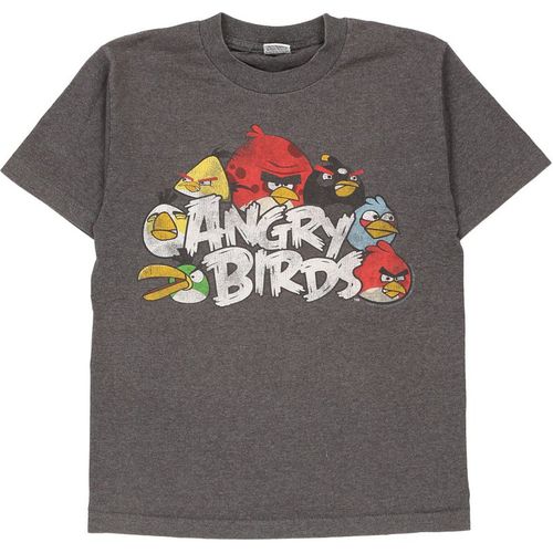 Age 12 Angry Birds Graphic T-Shirt - Medium Grey Cotton