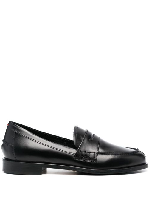 Round-toe leather loafers - Black