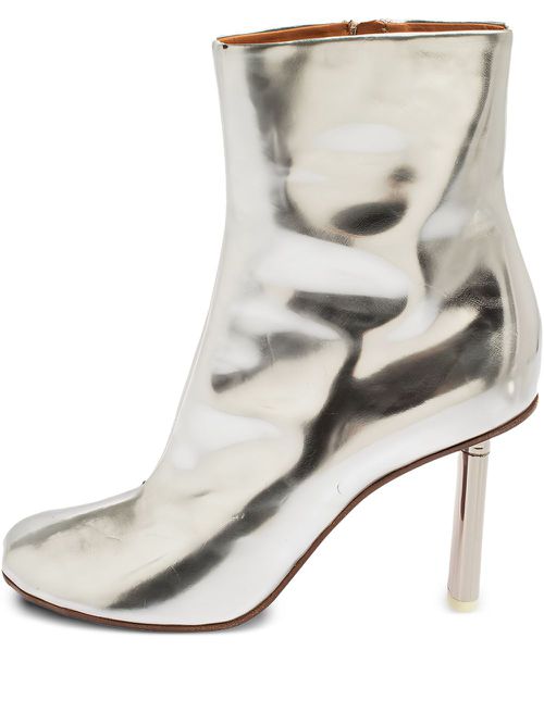 85mm metallic leather ankle boots - Silver