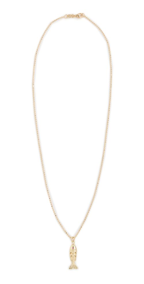 Gold Fish Ball Chain Necklace Yellow Gold One Size