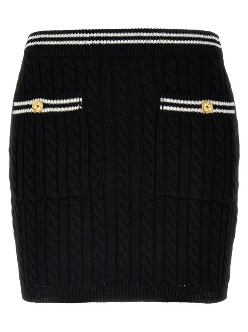 Ribbed Cotton Skirt — Black
