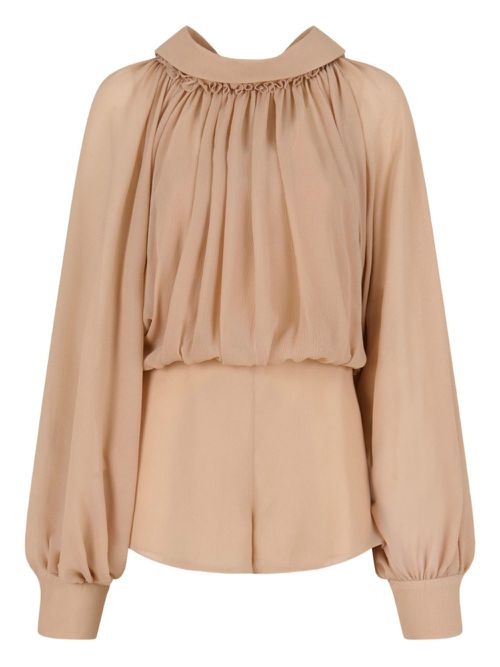 Puff-sleeve gathered jumpsuit - Neutrals