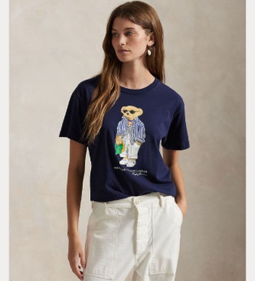 Polo Ralph Lauren for woman. 211959112001 Sea bear cotton t-shirt (XS), Casual, Short sleeve, Navy
